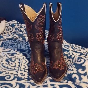 Justin Black leather cowboy boots